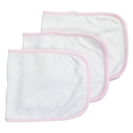Baby Burpcloth With Pink Trim (pack Of 3)idx BLT1025-P-3