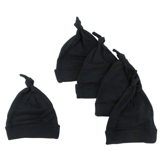Black Knotted Baby Cap (pack Of 5)idx BLT1100-BLACK-5