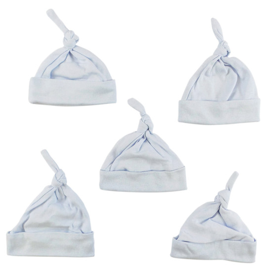 Blue Knotted Baby Cap (pack Of 5)idx BLT1100-BLUE-5