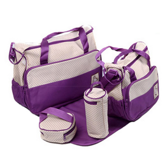 Functional Waterproof Diaper Tote Bags For Mummy With 5 Pieces Set Purpledo 35102962