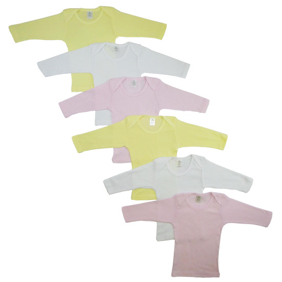 Girls Pastel Variety Long Sleeve Lap T-shirts  6 Packidx BLT052 052