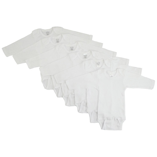 Long Sleeve White Onezie 6 Packidx BLT009 009